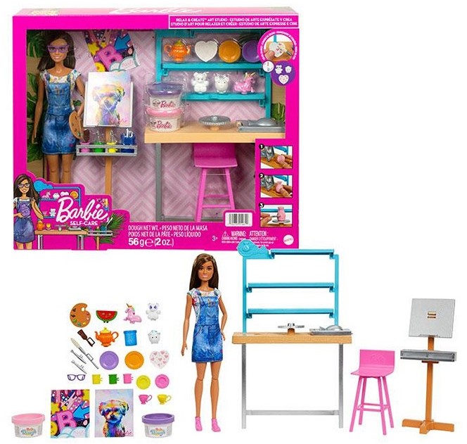 barbie-playset-wellness-atelier-bambola-con-accessori-32-5x39-5cm Barbie Estúdio de Arte - Image 1